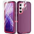 thumbnail image 1 of Petocase for Samsung Galaxy S23 Case,with 2 Pack Tempered Glass Screen Protector+2 Pack Camera Lens Protector Heavy Duty Shockproof Full Body Protection Cover,Purple/Pink, 1 of 7