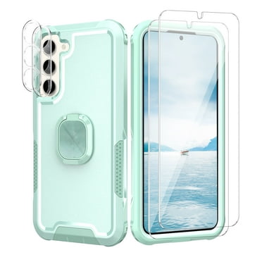 Petocase for Samsung Galaxy S23 Plus,with 2 Screen Protector & 2 Lens Protector Case Heavy Duty Full Body Shockproof Kickstand With 360° Ring Holder Support Car Mount,Green