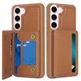 thumbnail image 1 of Petocase for Samsung Galaxy S23 Wallet Case with Card Holder for Girls Women,with 2 Screen Protectors & 2 Lens Protector Card Slots Double Magnetic Clasp Shockproof Cover,Brown, 1 of 8