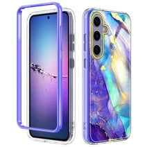 Petocase for Samsung Galaxy S24 Plus 5G Case,Fashion Marble Pattern Slim Rugged Shockproof Protective Phone Cover for Women Girls Mens Boys,White Purple