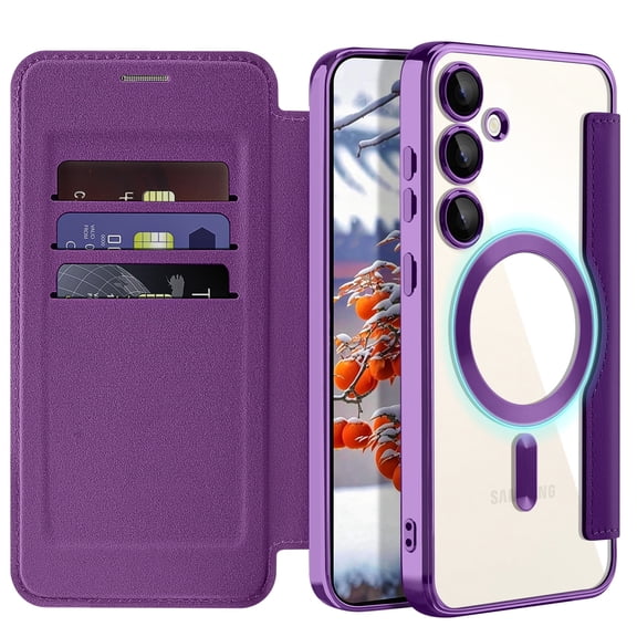 Petocase for Samsung Galaxy S24 Plus Case,Compatible with MagSafe Heavy Duty Full Body Shockproof Phone Clear Back & Soft Edge Slim Phone Cover,Purple