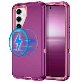 Petocase for Samsung Galaxy S24/S25 Case,Compatible with MagSafe,Military Grade Drop 3 Layer Protection Rugged Case,Magnetic Phone Cover for Galaxy S24/S2,Purple/Pink