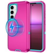 Petocase for Samsung Galaxy S24/S25 Case,Compatible with MagSafe,Military Grade Drop 3 Layer Protection Rugged Case,Magnetic Phone Cover for Galaxy S24/S2,Rose Red/Turquoise