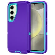 Petocase for Samsung Galaxy S25,Galaxy S24 Case,Shockproof Dust/Drop Proof 3-Layer Protection [Without Screen Protector] Rugged Heavy Duty Cover Case for Galaxy S25/S24,Purple/Turquoise