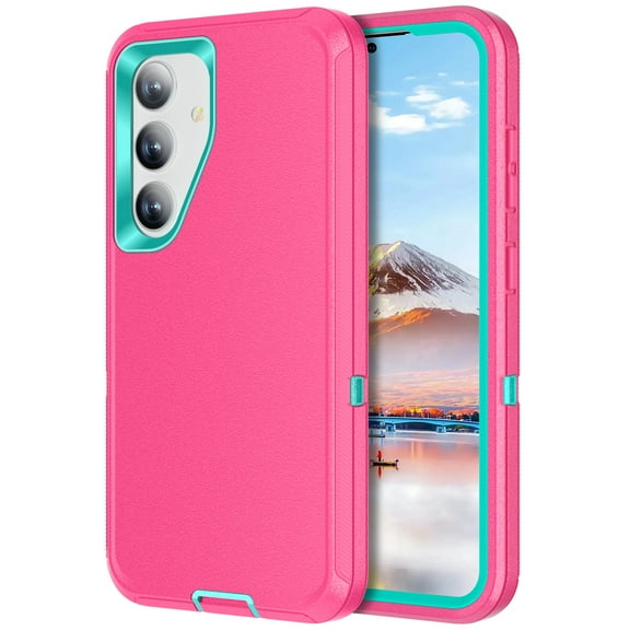 Petocase for Samsung Galaxy S25 Plus,S24 Plus Case,Shockproof Dust/Drop Proof 3-Layer Protection Rugged Heavy Duty Cover for Galaxy S25 Plus/S24 Plus 6.7 inch,Pink/Turquoise