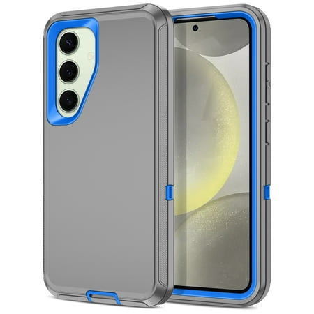 Petocase for Samsung Galaxy S25 Plus,S24 Plus Case,Shockproof Dust/Drop Proof 3-Layer Protection Rugged Heavy Duty Cover for Galaxy S25 Plus/S24 Plus 6.7 inch,Grey/Blue