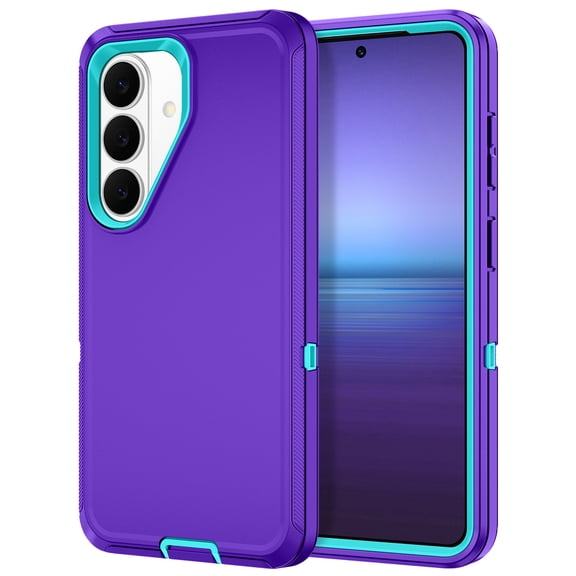 Petocase for Samsung Galaxy S26 5G Phone Case,Shockproof Dust/Drop Proof 3-Layer Protective Heavy Duty Durable Rugged Hybrid Cover for Galaxy S26 5G,Purple/Green