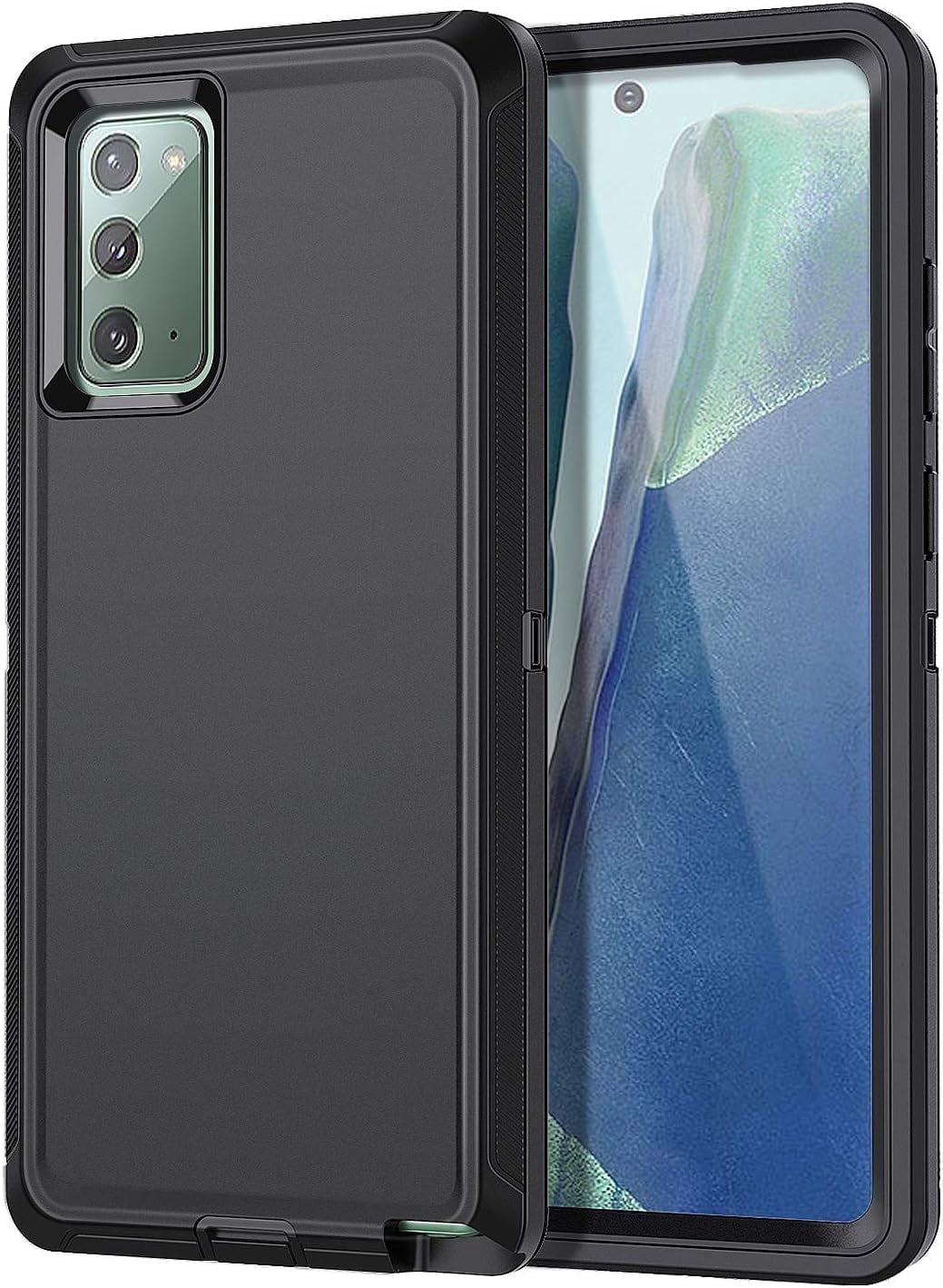 Petocase for Samsung Galaxy Note 20 Case,Shockproof 3 in 1 Full Body Protection [Without Screen Protector] Rugged Heavy Duty Durable Cover Case,Black