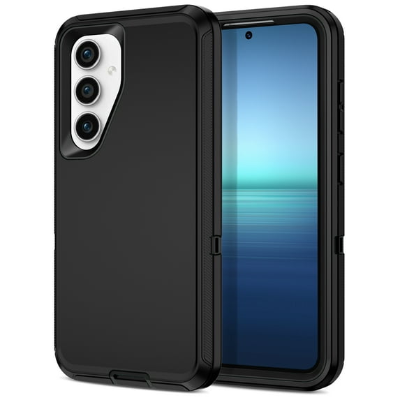 Petocase for Samsung Galaxy S24 Case,Shockproof Dust/Drop Proof 3-Layer Full Body Protection Rugged Heavy Duty Durable Cover Case,Black