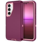 Petocase for Samsung Galaxy S24 Case,Shockproof Dust/Drop Proof 3-Layer Full Body Protection Rugged Heavy Duty Durable Cover Case,Purple/Pink