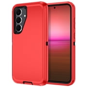Petocase for Samsung Galaxy S25 FE 5G Case,Shockproof Rugged Full Body Protection Heavy Duty Dust/Drop Proof 3-Layer 6.7'' Cover Case,Red Black