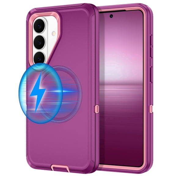 Petocase for Samsung Galaxy S26 Case,Magnetic Military-Grade Drop 3 Layer Protection Rugged Phone Cover for Galaxy S26,Purple Pink