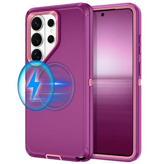 Petocase for Samsung Galaxy S26 Ultra Case,Magnetic Military-Grade Drop 3 Layer Protection Rugged Phone Cover for Galaxy S26 Ultra,Purple Pink