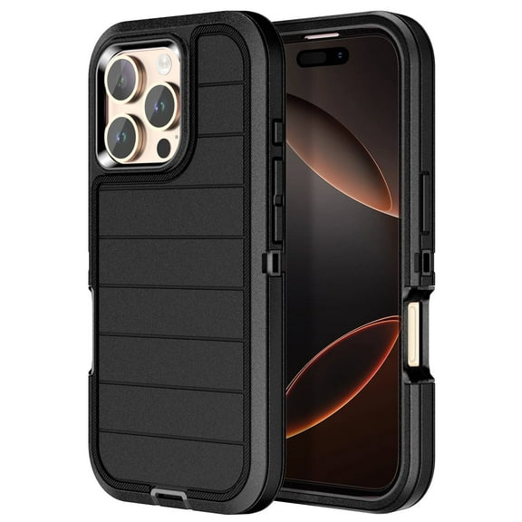 Petocase for iPhone 16 Pro Case,Heavy Duty Military Grade Anti-Drop/Dustproof Shockproof Protection Rugged Phone Case Cover,Black