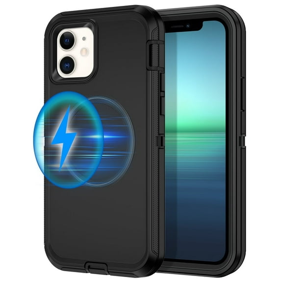 Petocase for iPhone 12 Case,iPhone 12 Pro Case,Compatible with MagSafe,Shockproof 3-Layer Protection Rugged Heavy Duty Cover Case for Apple iPhone 12/12 Pro 6.1",Black