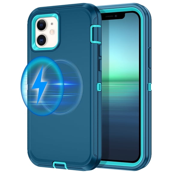 Petocase for iPhone 12 Case,iPhone 12 Pro Case,Compatible with MagSafe,Shockproof 3-Layer Protection Rugged Heavy Duty Cover Case for iPhone 12/12 Pro 6.1",Turquoise
