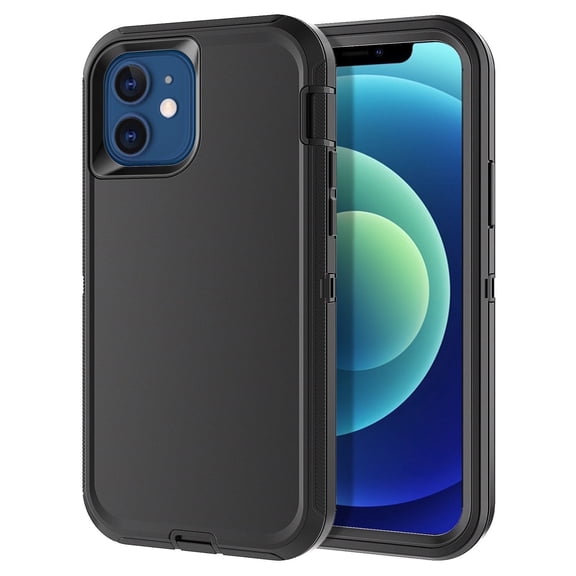 Petocase for iPhone 12/iPhone 12 Pro Case,Shockproof Rugged Full Body Protection Heavy Duty Dust/Drop Proof 3-Layer Cover Case for iPhone 12/iPhone 12 Pro Case 6.1 inch 2020,Black