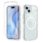 Petocase for iPhone 13/14/15 Case,Clear [Non Yellowing] [Compatible with MagSafe] Shockproof Protection Rugged Heavy Duty Cover Case for iPhone 13/14/15 6.1",Glitter Clear