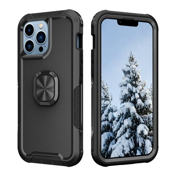 Petocase for iPhone 13 Pro Case,Heavy Duty Full Body Rugged Shockproof Kickstand with 360° Ring Holder Support Car Mount Phone Cover,iPhone 13 Pro Black