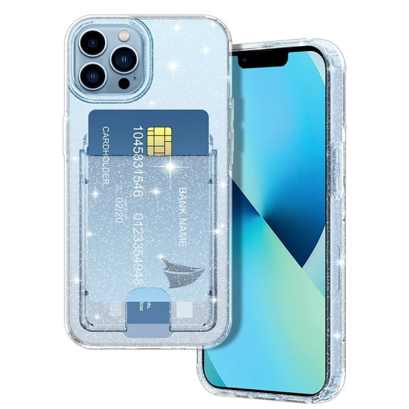 Petocase for iPhone 13 Pro Max Wallet Case,Card Holder Slot Ultra Bling Slim Thin Clear Flexible TPU Gel Rubber Soft Skin Silicone Protective Phone Cover,Clear