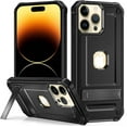 thumbnail image 1 of Petocase for iPhone 14 Pro Max Case with Stand Rugged Slim Snug Fit Hybrid Matte Design Military Drop Protection Hard Shockproof Bumper Kickstand Phone Cover,Black, 1 of 7