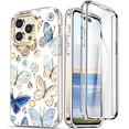 thumbnail image 1 of Petocase for iPhone 15 Pro Case,Butterfly Pattern Design Full Body Rugged Shockproof with Built-in Screen Protector Drop Protective Phone Cover for Women Girls,White Butterfly, 1 of 8