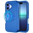 thumbnail image 1 of Petocase For iPhone 16 6.1 inch Case,Compatible with MagSafe,Heavy Duty Three-Layer Rugged Protection Shockproof Protective Tough Phone Magnetic Cover,Rose Navy Blue, 1 of 7