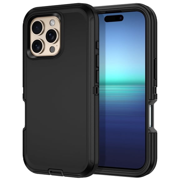 Petocase For iPhone 16 Pro Case,Shockproof Rugged Full Body Protection Heavy Duty Dust/Drop Proof 3-Layer Cover Case for iPhone 16 Pro 6.3'' 2024,Black