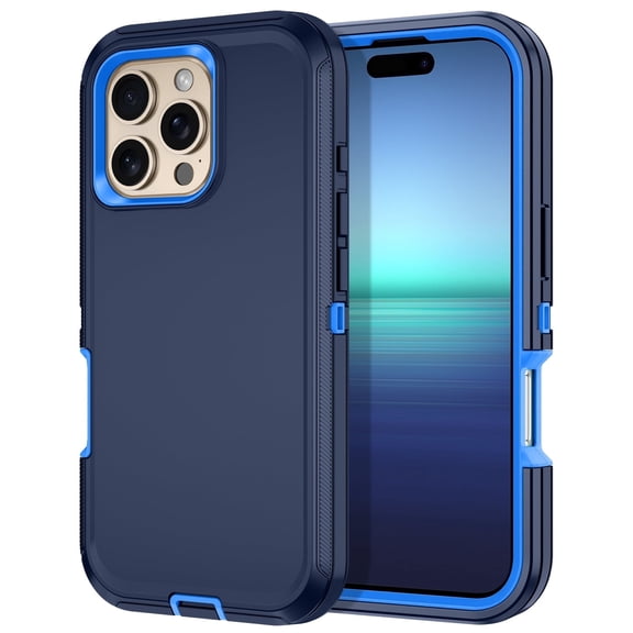 Petocase For iPhone 16 Pro Case,Shockproof Rugged Full Body Protection Heavy Duty Dust/Drop Proof 3-Layer Cover Case for iPhone 16 Pro 6.3'' 2024,Navy Blue