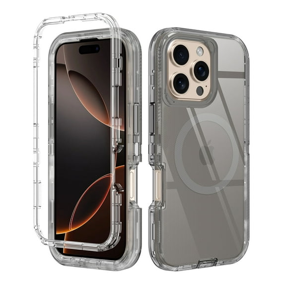 Petocase for iPhone 16 Pro Max Case,Clear [Non Yellowing] [Compatible with MagSafe] Shockproof Protection Rugged Heavy Duty Cover Case for Apple iPhone 16 Pro Max 6.9",Clear Black