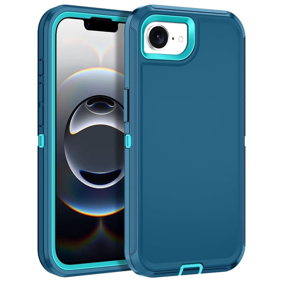 Petocase For iPhone 16e Case (2025) / iPhone 17e Case (2026),3-Layer Shockproof Military-Grade Protection Rugged Heavy Duty Durable Phone Cover Case 6.1 inch,Turquoise