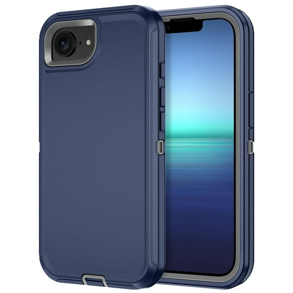 Petocase For iPhone 16e 5G Case,3-Layer Shockproof Military-Grade Protection Rugged Heavy Duty Durable Phone Cover Case for iPhone 16e 6.1 inch 2025,Navy/Gray