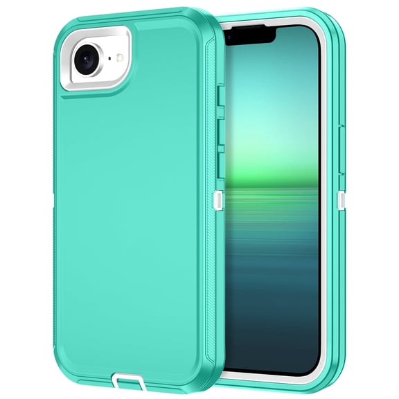 Petocase For iPhone 16e 5G Case,3-Layer Shockproof Military-Grade Protection Rugged Heavy Duty Durable Phone Cover Case for iPhone 16e 6.1 inch 2025,Teal/White