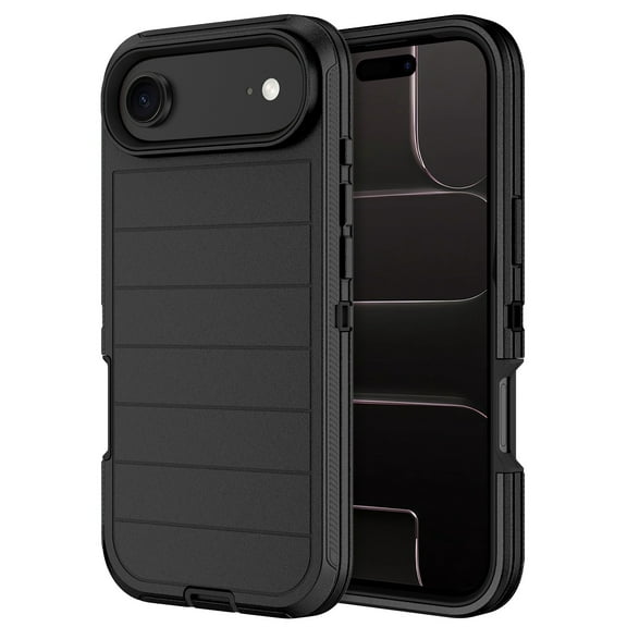 Petocase for iPhone Air Case,Shockproof Rugged Protection [No Screen Protector] Heavy Duty Dust/Drop Proof 3-Layer Durable Phone Cover for iPhone Air 6.6'' Case,Black-Stripe