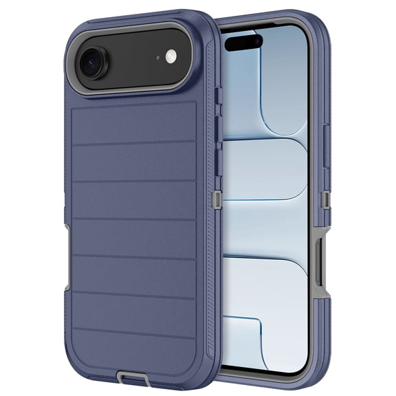 Petocase for iPhone Air Case,Shockproof Rugged Protection [No Screen Protector] Heavy Duty Dust/Drop Proof 3-Layer Durable Phone Cover for iPhone Air Case,Navy/Gray