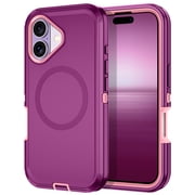 Petocase For iPhone 17 Case,Compatible with Mag-safe,Drop 3 Layer Protection Rugged Case,Magnetic Phone Cover for iPhone 17 6.3 inch,Purple/Pink