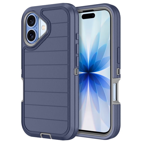 Petocase for iPhone 17 Case,Shockproof Rugged Protection [No Screen Protector] Heavy Duty Dust/Drop Proof 3-Layer Durable Phone Cover for iPhone 17 6.3'' Case,Navy/Gray