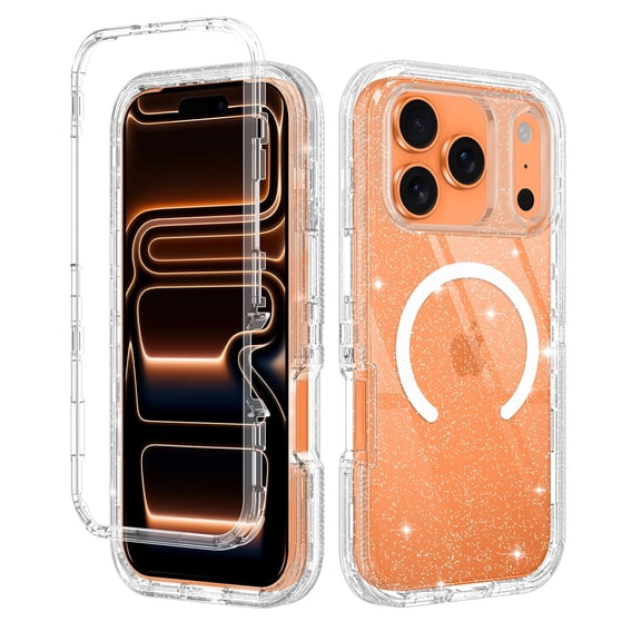 Petocase for iPhone 17 Pro Max Case,Clear [Non Yellowing] [Compatible with Mag-safe] Shockproof Protection Rugged Heavy Duty Cover Case for 17 Pro Max 6.9",Clear Glitter
