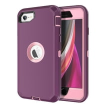 Petocase for iPhone SE 2022/2020 Case Built-in Screen Protector Shockproof Dust/Drop Proof 3 in 1 Full Body Rugged Heavy Duty Durable Cover for Apple iPhone SE 3rd/2nd Gen 4.7, Purple/Pink