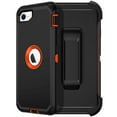 thumbnail image 1 of Petocase for iPhone SE Case 2022/2020,iPhone 8/7 Case 4.7 inches with Belt-Clip Holster Built-in Screen Protector Shockproof Drop Proof 3 in 1 Full Body Rugged Heavy Duty Durable Cover,Black/Orange, 1 of 7