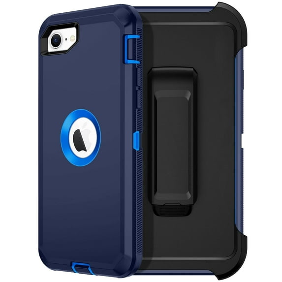 Petocase for iPhone SE Case 2022/2020,iPhone 8/7 Case 4.7 inches with Belt-Clip Holster Built-in Screen Protector Shockproof Drop Proof 3 in 1 Full Body Rugged Heavy Duty Durable Cover,Navy Blue