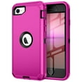 thumbnail image 1 of Petocase for iPhone SE Case 3rd & 2nd Generation, for iPhone SE 2022/2020 Built-in Screen Protector Heavy Duty Protective Shockproof 3-Layer Full Body Rugged Phone Cover,Rose Red/Black, 1 of 7
