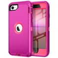 thumbnail image 1 of Petocase for iPhone SE Case 3rd & 2nd Generation, for iPhone SE 2022/2020 Built-in Screen Protector Heavy Duty Protective Shockproof 3-Layer Full Body Rugged Phone Cover,Rose Red/Pink, 1 of 8