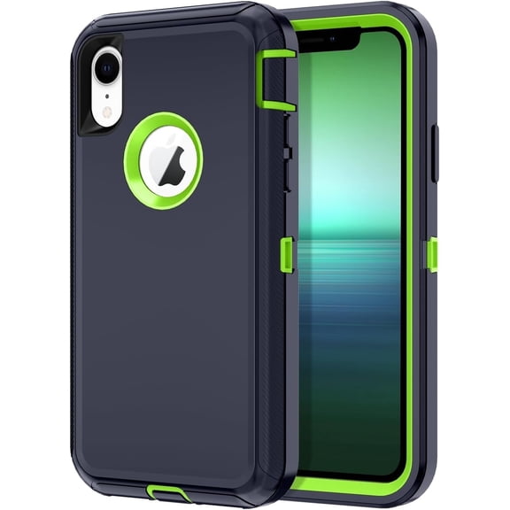 Petocase for iPhone XR Case,Shockproof Dust/Drop Proof 3-Layer Full Body Protection [Without Screen Protector] Rugged Heavy Duty Durable Cover Case,Navy Blue