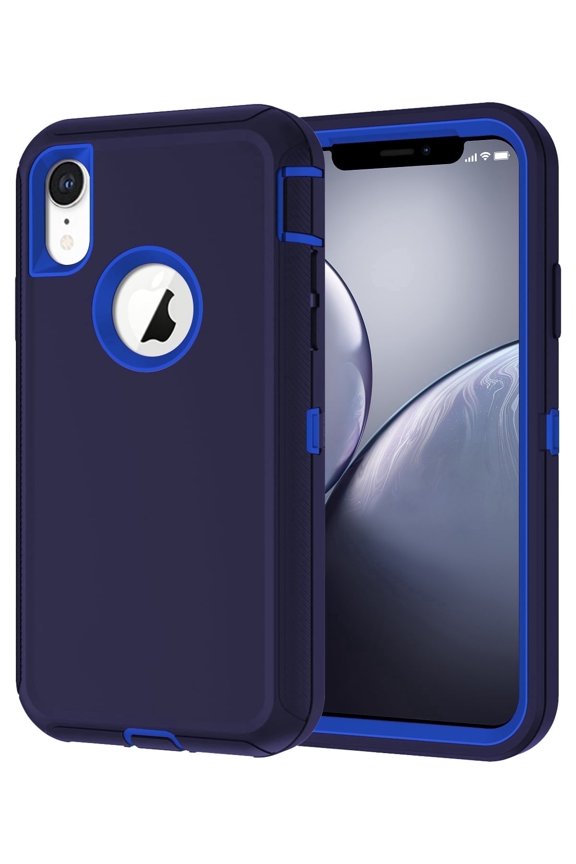 for iPhone XR Case,Shockproof Dust/Drop Proof 3-Layer Full Body Protection [Without Screen Protector] Rugged Heavy Duty Durable Cover Case,Navy/Blue