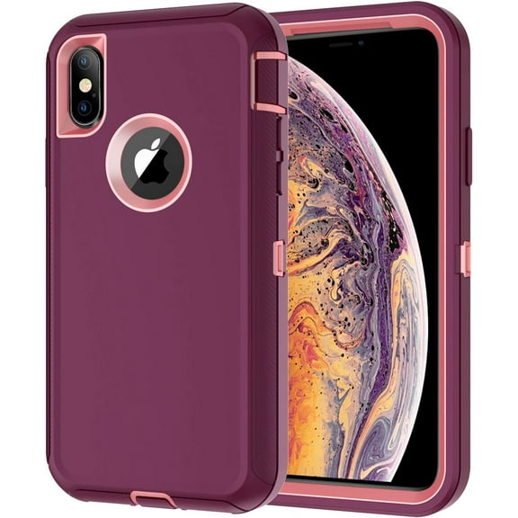 Petocase for iPhone Xs Max Case,Shockproof Dust/Drop Proof 3-Layer Full Body Protection [Without Screen Protector] Rugged Heavy Duty Durable Cover Case,Purple/Pink
