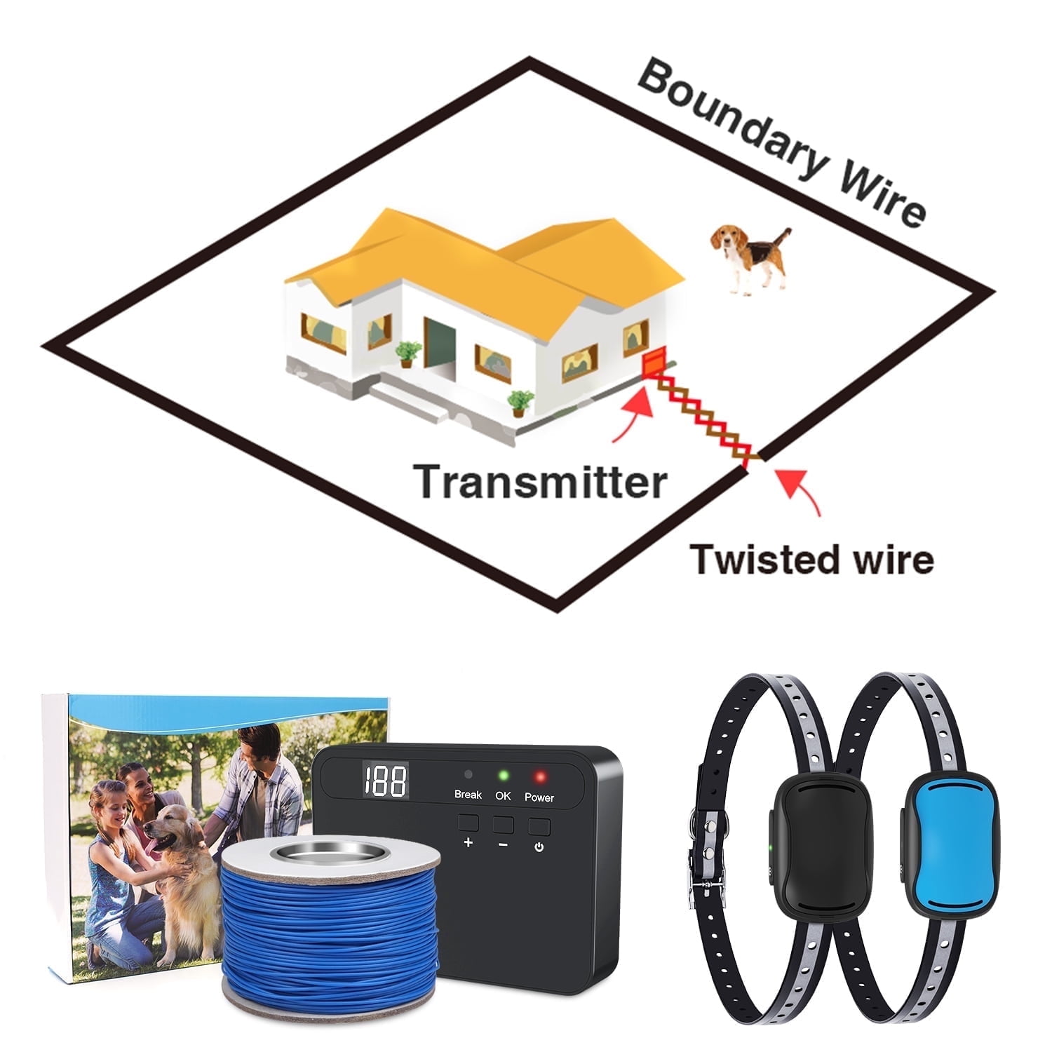 Dog Collars Large Breeds Wireless 1~3 Dog Fence No Wire Pet