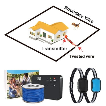 Petyida 5 Acres Electric Fence for Dogs- Wired Pet Fences- with Two Shock Collars, Suitable Training Dog, Invisible Dog Fences, Underground