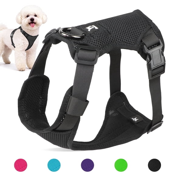 Jewyow No Pull Dog Harness, Adjustable Dog Vest with Soft Padding, Heavy Duty Dog Harness for Small, Medium, Large Dogs(Black,XS)