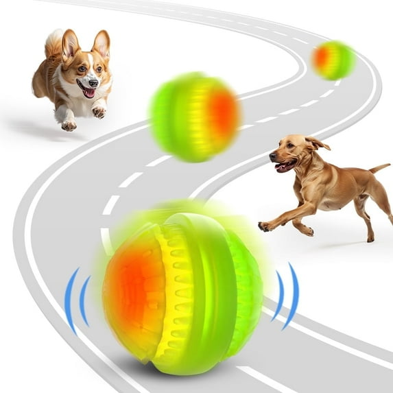 Jewyow Rechargeable Light Up Dog Ball, Interactive Water Resistant Chew Toy with LED for Puppies & Dogs of All Sizes